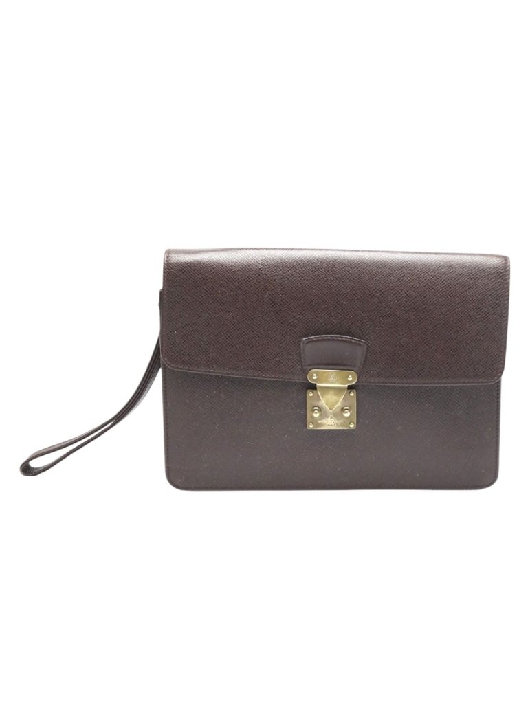 Louis Vuitton Taiga Clutch Bag Clade Second Acajou
